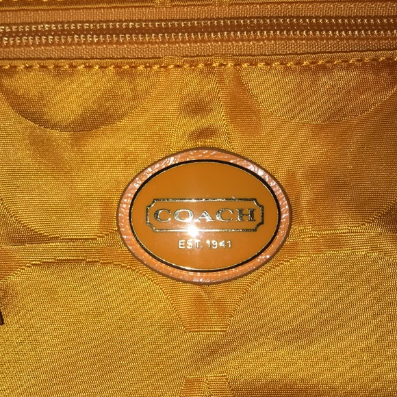COACH Orange Signature Nylon Fabric File Crossbody Bag Purse - Picture 4 of 6